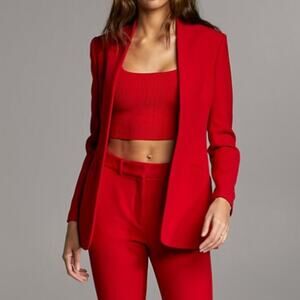 Wilfred Aritzia Women’s Solania Open Front Colarless Red Blazer Size XXS